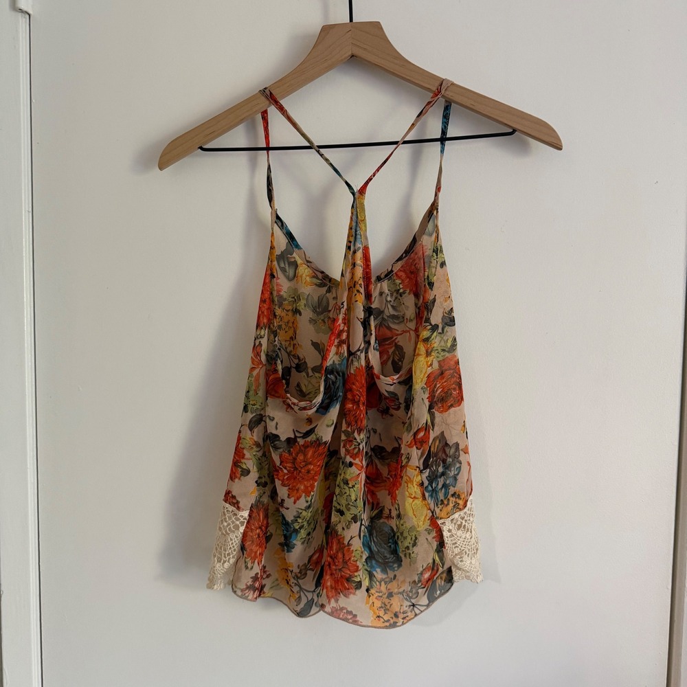 POETRY multicolor sheer top Festival Feminine Boho Chic Indie It Girl - Picture 3 of 5
